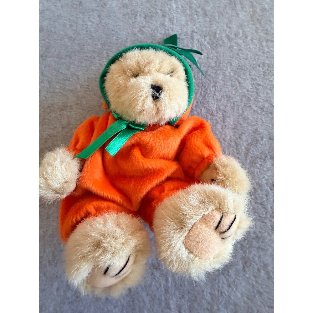 Vintage 1999‎ Wishpets Lil Pumpkin Plush Teddy Bear Halloween Costume 00122 6in